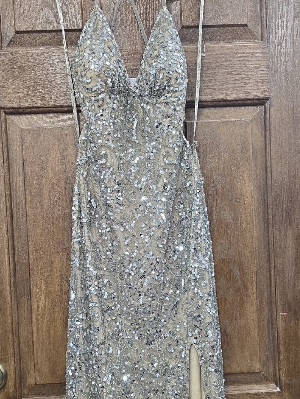 Scala Sequined Dress in Champagne and Silver - Picture 4 of 9